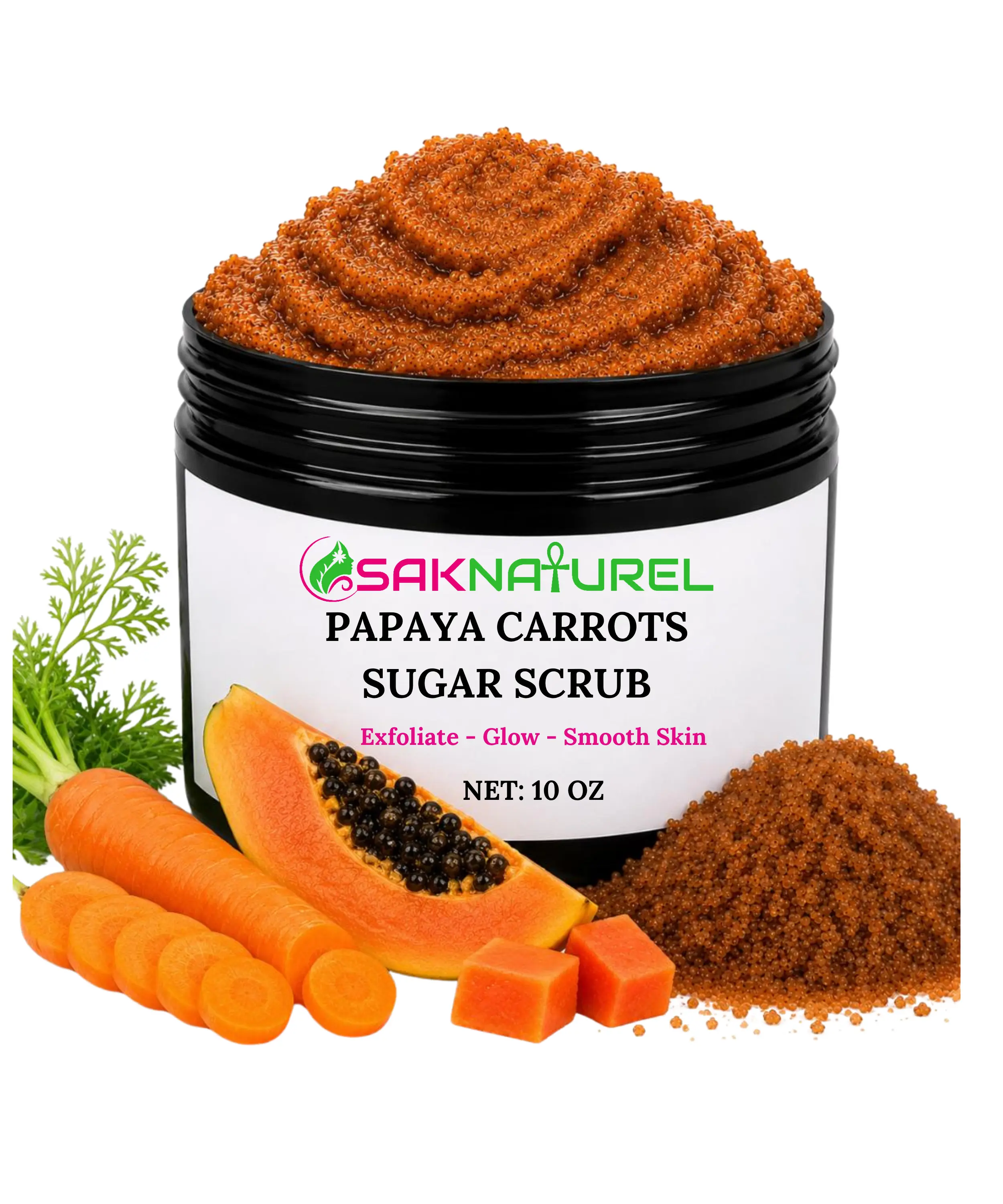 PAPAYA CARROTS SUGAR SCRUB BODY SCRUB,  Brightening Sugar Scrub for glowing Skin, Body Scrubs & peels, body scrubs, sugar scrubs, Skin exfoliater, Skin Brightening, Carrot complexion, Asosi Papaya Carrot