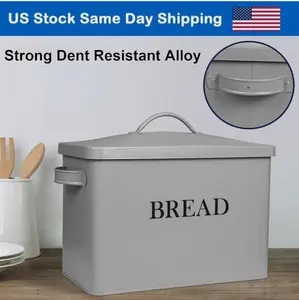 Stainless Steel Bread Box Storage Bin Kitchen Cake Food Container Holder Gray US