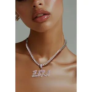 Rainbow Diamond Custom Necklace - Durable Solid Name Necklace with Simulated Diamonds for All Skin Types - Handcrafted with First Quality Materials