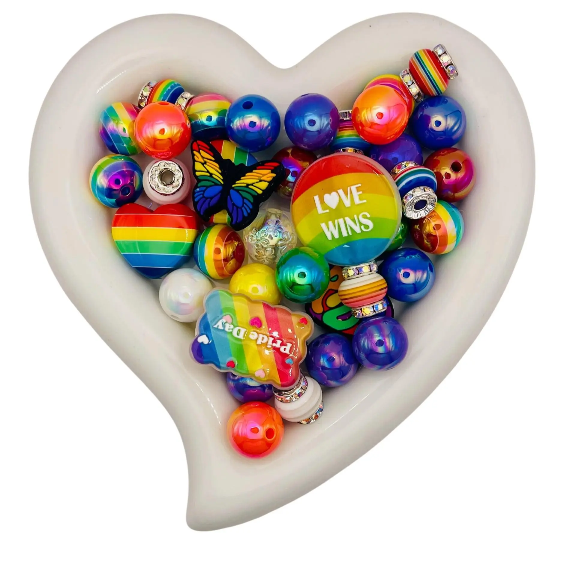 Bead Assortment for DIY Beading & Jewelry Making - Ideal for Pride Month Projects, Colorful Keychain Creations