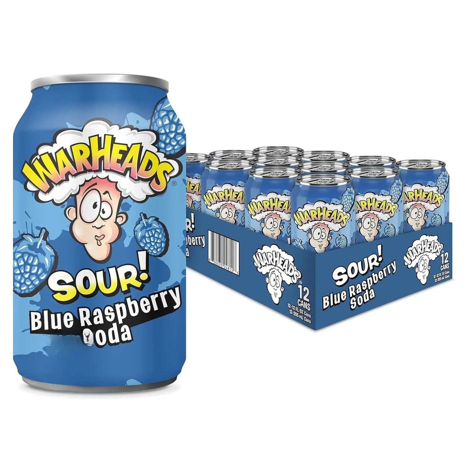 Warheads Sour Fruity Soda, Cocktail Mixer, 12oz Cans (Blue Raspberry ...