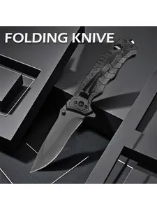 Compact EDC Folding Utility Knife with Textured Grip & Safe Lock System - Stainless Steel Sharp Blade, Ergonomic Handle, Lightweight Portable for Camping, Survival, DIY, Household, Outdoor & Daily Carry (No Power Needed)