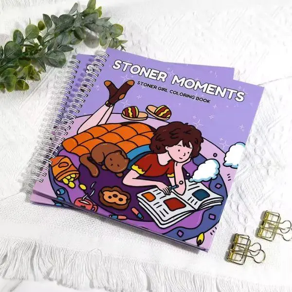 Halloween Fall Gift Stoner Moments Stoner Girl Coloring Book Spiral Binding Featuring 30 Hand Drawn Illustrations for Relaxation & Stress Relief