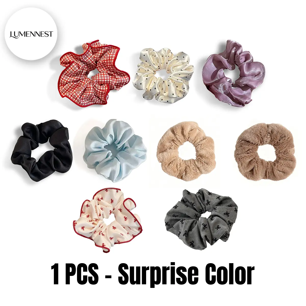 Gift, Elegant Satin Scrunchie (Surprise Color) 1 PCS, Elastic Hair Tube for Women, Gentle on Hair, Hair Accessories