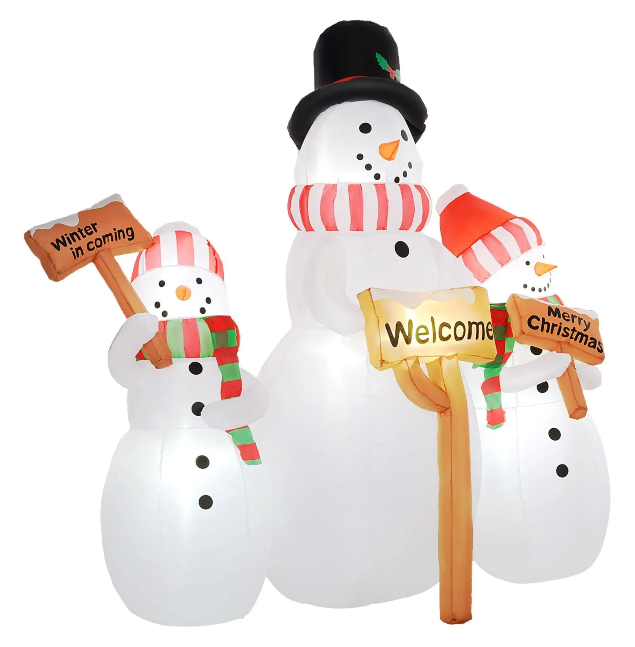 6.1' Christmas Inflatable Snowmen Outdoor Decoration w/ Sign - Blow Up Holiday Yard Decor Default Title