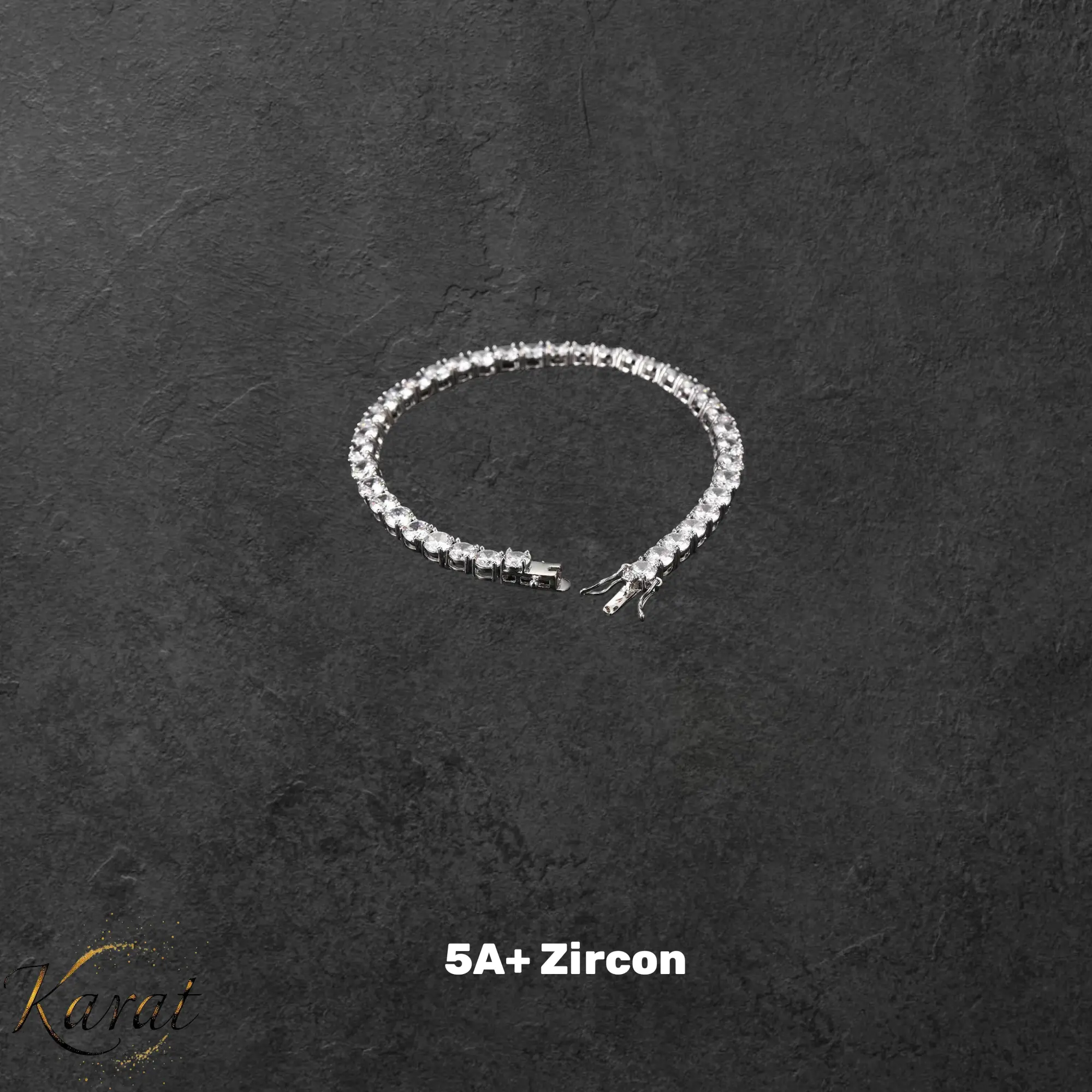 Unisex Classic Single Row Tennis Chain Bracelet, 3mm/5mm Rhodium-Plated Prong-Set Artificial Zircon, Hypoallergenic with Secure Clasp, Daily Wear Jewelry, Artificial Zircon Bracelet
