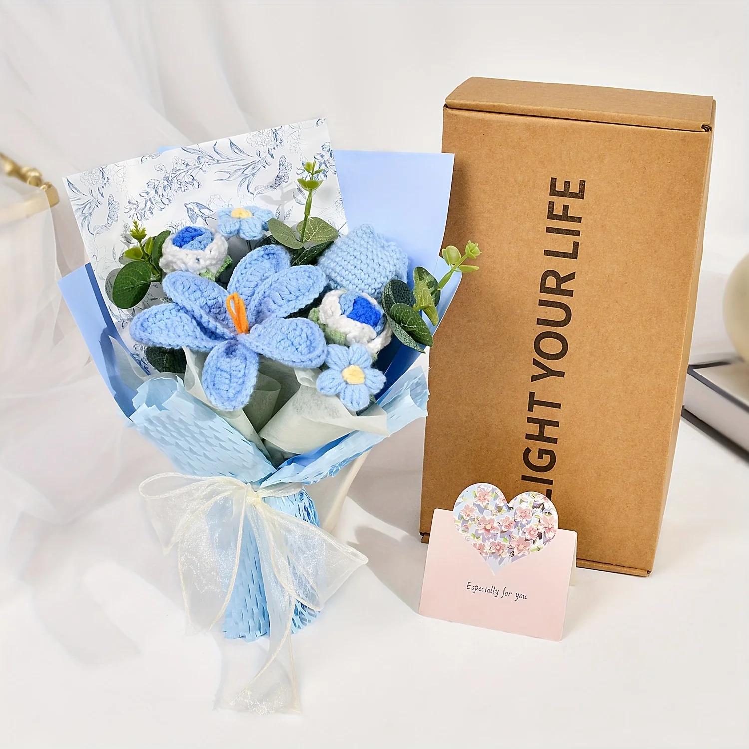 Handmade Crochet Tulip Bouquet  Mother's Day Christmas Thanksgiving Graduation Present Wed Fabric Tulip Home DecorWinter