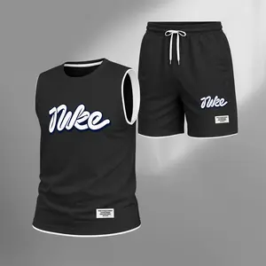 Men’s Graphic Letter Summer Set Sleeveless Tank Top & Shorts Matching Outfit, Lightweight Casual Streetwear Athletic Set for Everyday & Holiday