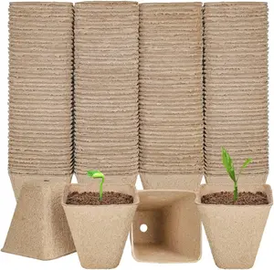 126 Packs Square Peat Pots, 3.15 Inch Seed Starting Pots with Drainage Holes Square Nursery Pot