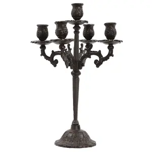 Vintage 5-Head Cast Iron Candle Holder For Wedding Home Party Festival Table Centerpiece Fireplace Decor