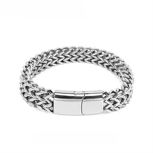 Stainless Steel Chain Bracelet, 1 Count Fashionable Men Bracelet with Magnetic Closure, Trendy All-match & Exquisite Jewelry for Birthday Party Gift, Casual Accessories, Trendy Jewellery Accessories