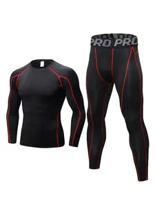 Men's Sport Compression Set Long Sleeve Top & Pants Thermal Underwear Winter Warm Sports Base Layer Sweat-Wicking Quick-Dry
