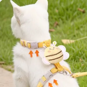 Small Cat Harness Wing Decor Walking Vest Leash Set for Cats Small Dogs Adjustable Pet Cat Harness Accessories in Yellow Pink Blue Purple