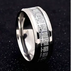 1pc Fashion Stainless Steel Cross Ring for Men for Daily Decoration, Party Jewelry, Tungsten Ring