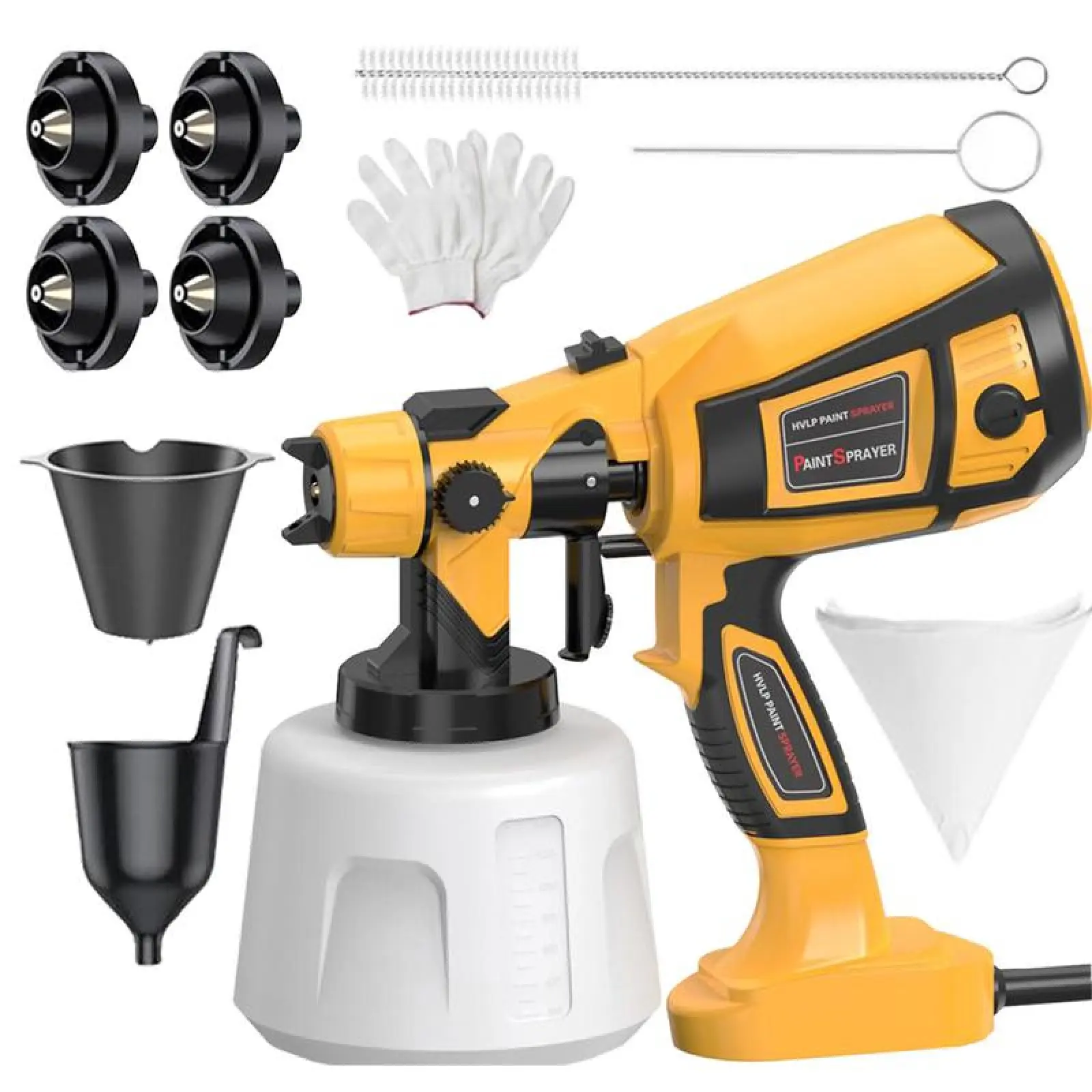Paint Sprayer 1000W High Power Electric Spray Paint with Adjustable Spray Width Knob 4 Nozzles,1400ml High Capacity Container,Easy to Clean for Paint Sprayer for Furniture Garder Fence Walls Chairs Door Etc.