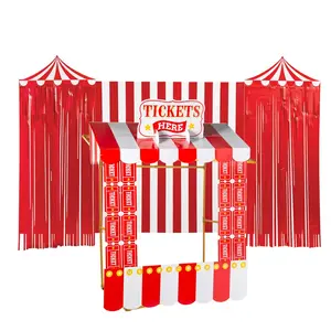 Carnival Circus Big Top Backdrop & Tabletop Hut Decorating Kit – 9 Pcs