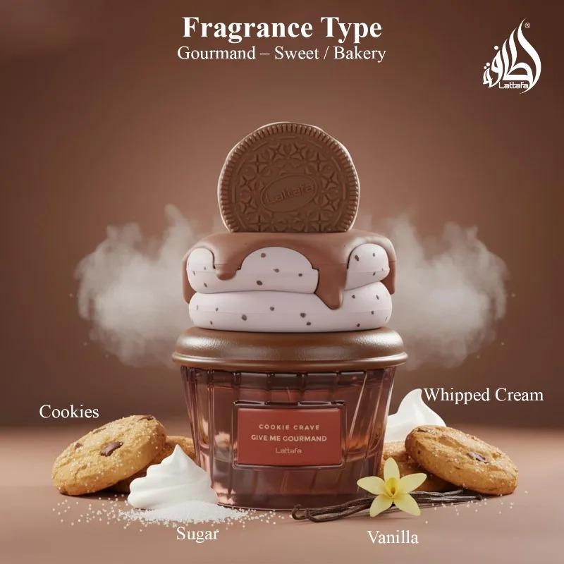 Lattafa COOKIE CRAVE Women's perfume, 2.53oz/75ml