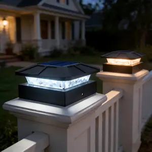 ISUNMEA 4x4 Solar Post Cap Lights Outdoor with 3 Lighting Modes, 2 Packs LED Post Light Solar Powered Waterproof, Fence Deck Lights for 4×4/3.5×3.5 Wood/Vinyl Posts