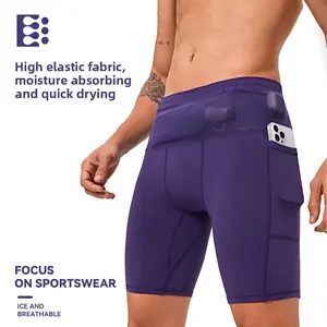 Mens Compression Shorts with Pockets, Quick Dry Running Shorts with Phone Holder, No Liner Workout Gym Athletic Shorts for Men