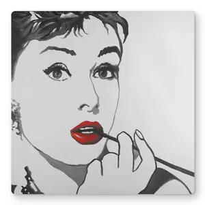 Begin Home Decor C1MP1616SWEVY5 16 x 16 in. Audrey Hepburn Outline Style - Pop Art Metal Print Wall Art for Decor