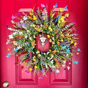 Berry Wildflower Wreath, Front Door Wreath, Spring Summer Wreath, Elegant Wreath, Mother's Day Wreath, Plastic Material, Daily Use