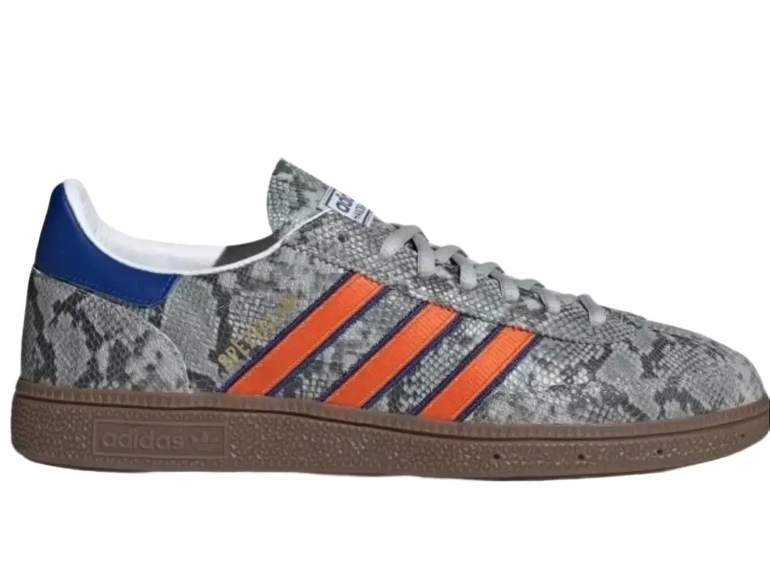 Adidas Originals Handball Spezial Knicks Men's Lace Up Sneakers Casual Snakeskin Blue Orange KK1190