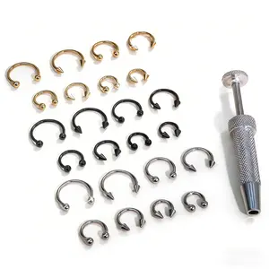 16G Surgical Steel Nose Septum Horseshoe Hoop for Eyebrow Lip Navel Belly Nipple Piercing Ring Helix Tragus Captive Earrings Replacement Spikes gauge septums horseshoe  nose  rings