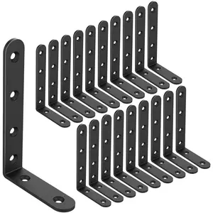 20 PCS Black Corner Bracket Heavy Duty Shelf Brackets 5 x 3 Inch L Corner Brace Joint Angle Bracket for Shelves, Furniture Cabinet Bookshelf with Screws