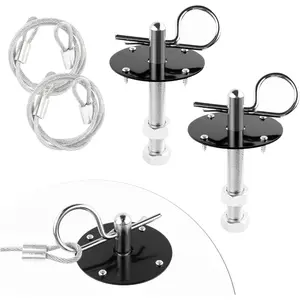 Hood Pins Kit for Car-Stainless Steel Hood Pin Lock Clip With Racing Lanyard, for Fixing Car Hood Cover & Reducing Shaking - Universal Exterior Accessories for Most Cars, Trucks & SUVs (Black)