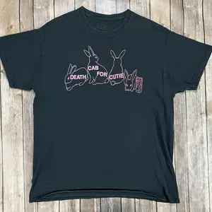 Death Cab for Cutie BAND Rabbie Black T Shirt Graphic Tee Heavy Cotton Tee Shirt, 100% Heavy Cotton Shirt