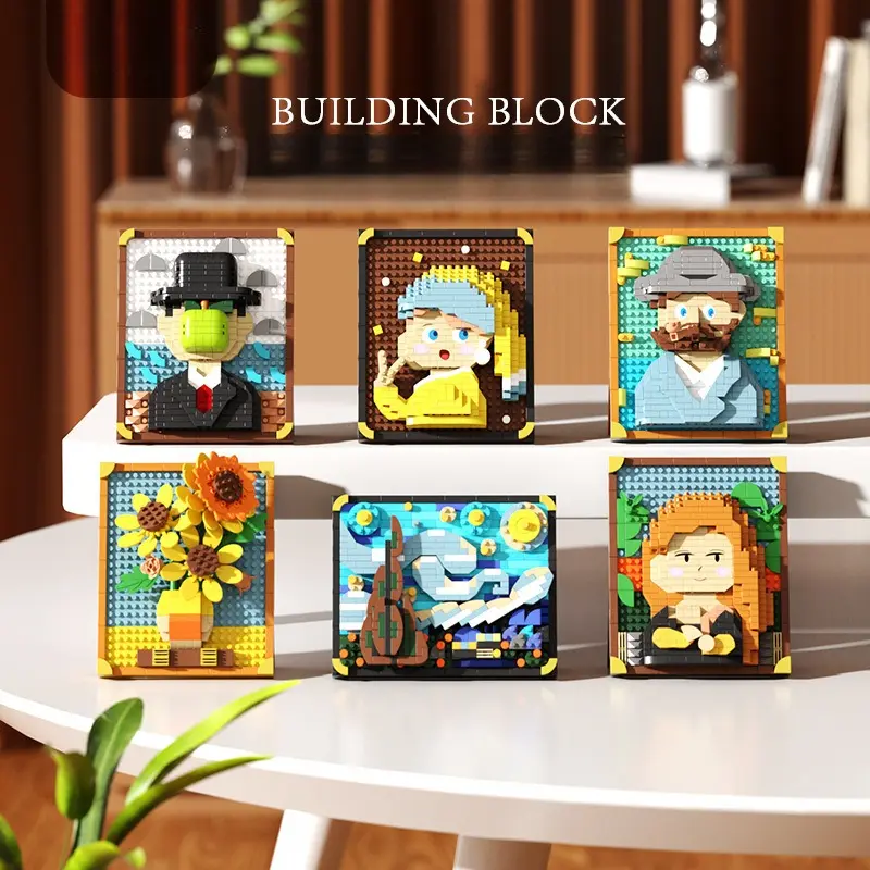Van Gogh Starry Night 3D Puzzle Frame Model, Art Puzzles, Building Block Puzzle, High-Quality Abs Material, Christmas Decoration, Home Decor, Holiday Art Gift, DIY Craft Kit