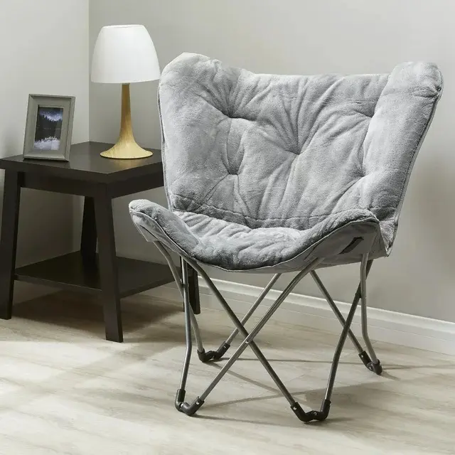Gray,Adults Faux Fur Butterfly Chair