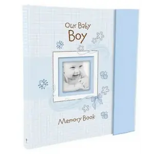 Christian Art Gifts Boy Baby Book of Memories Blue Keepsake Photo Album Our Baby Boy Memory Book Baby Book with Bible Verses, the First Year - Hardcover