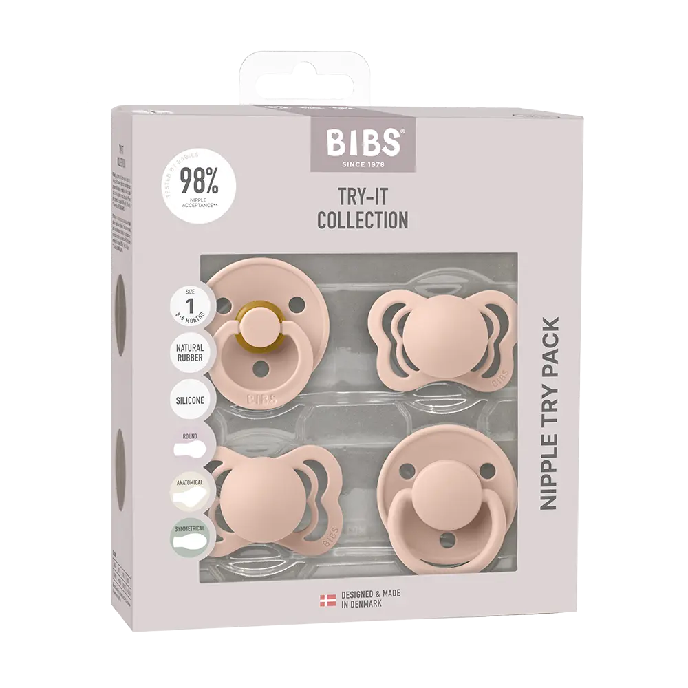 BIBS Baby Pacifier Dummy 4-pack Try-It Collection - Blush