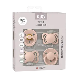 BIBS Baby Pacifier Dummy 4-pack Try-It Collection - Blush