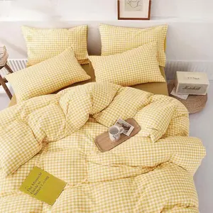 Yellow Comforter Queen Size, 3 Farmhouse Gingham Grid - and Lightweight Buffalo Checkered Plaid Microfiber Down Alternative Comforter (90x90) for