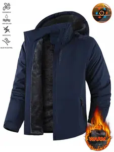 Men's Fleece Lined Jacket Graphene Gold Ultrasonic Lamb Fur Coat Stand Collar Warm Cotton Vest Outdoor Sports Trendy Comfortable Simple Fleece Jacket