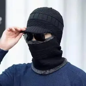 Winter Knitted Balaclava Beanie Hat Warm Cycling Ski Mask, Men Women Windproof Hood, Balaclavas Heavyweight Thermal Fleece