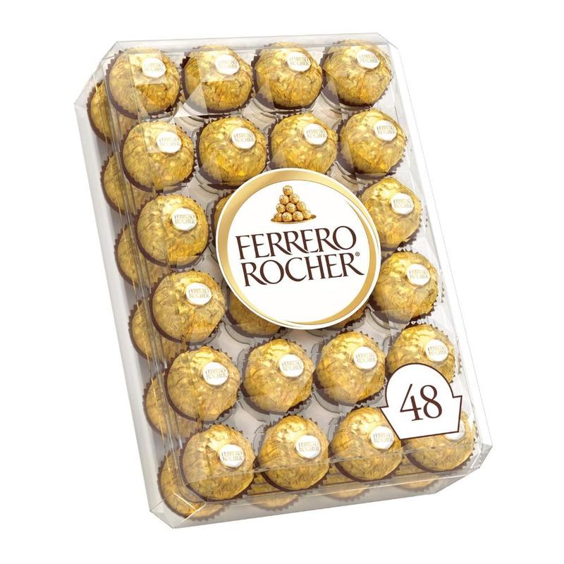 Ferrero Rocher Premium Milk Chocolate Hazelnut 48 Count Gourmet Crunchy Hazelnut Chocolates Gold Wrapped Gift Box for Special Occasions