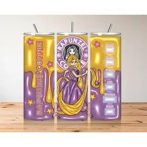 Golden Glow Princess Coffee Tumbler - Customizable Drink Holder