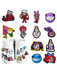 12pcs Cartoon Circus PVC Shoe Charms, Shoe Embellishments, Shoe Adornments, Fits Slippers & Sandals, DIY Fashion Decorations, Perfect Gift for Friends