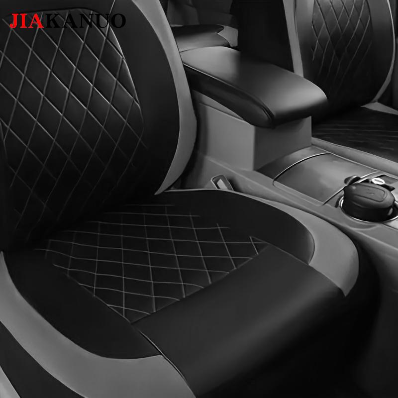 JIAKANUO Universal Car Seat Covers Set PU Leather for Two seats in the front row Full Protection Waterproof Anti-Scratch Fit Most Cars SUVs Vans Trucks Automotive Seat Protectors Airbag Compatible Car Interior Accessories（black gray）
