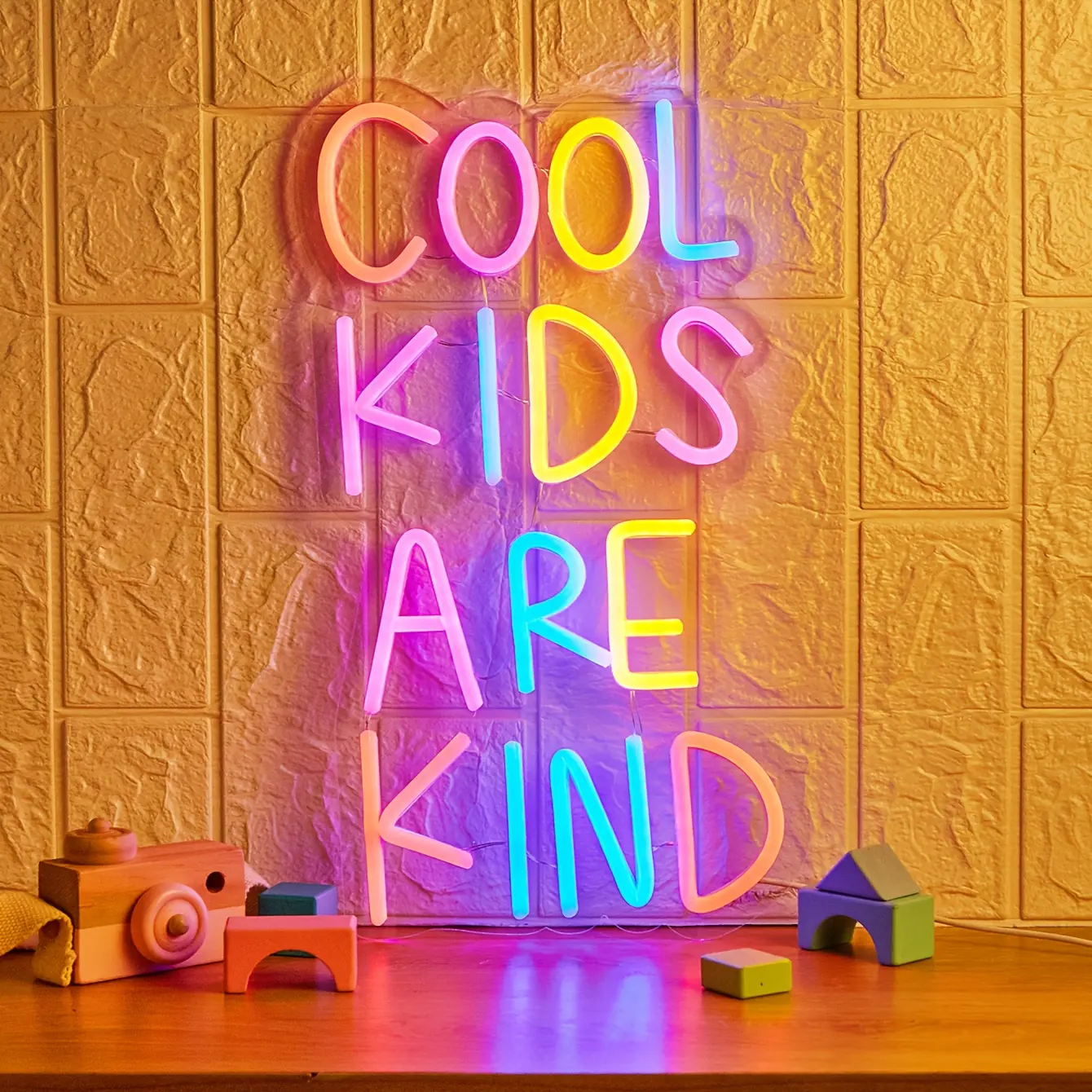Cool Kids Are Kind Neon Sign, Adjustable Brightness, Perfect Gift for Teachers & Students, Christmas New years gift, USB powered