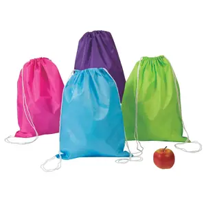 14" x 18" Bright Color Drawstring Bags - 12 Pc.
