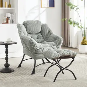 Lazy Chair with Ottoman,  Modern Lounge Accent Chair with Armrests and a Side Pocket,  Leisure Upholstered Sofa Chair Reading Chair with Footrest for Small Space,  Corner Chair