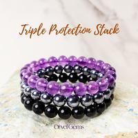 Amethyst, Hematite, Black Obsidian