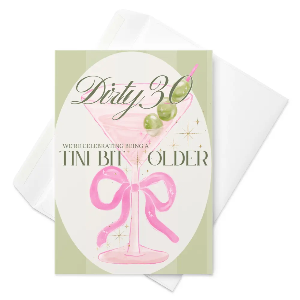 Dirty 30 Martini Themed Birthday Invitations "A Tini Bit Older"