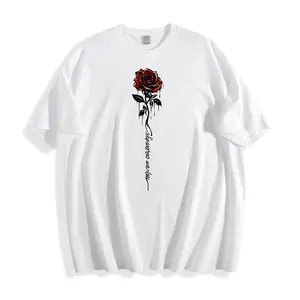 Casual Style Unisex T-Shirt Red Rose With Black Stem And Leaves Featuring The Phrase Love Is A Rose That Never Dies Perfect For Spring And Summer Wear Ideal Gift For Romantic Partners Or Flower Lovers