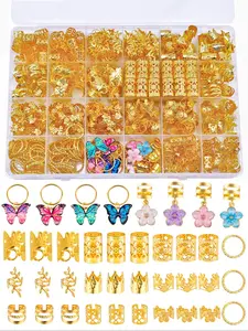 280pcs Colorful Butterfly & Floral Dreadlock Hair Rings Set, Lightweight Beaded Hair Jewelry for Braids & Locs, DIY Hair Accessories for Women