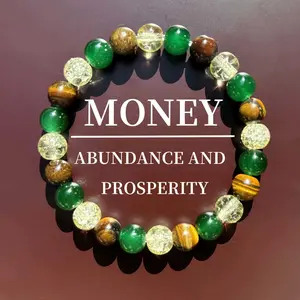 1pc Money Attraction Bracelet with Green Aventurine & Tiger Eye for Wealth & Good Luck, Wealth Manifestation Crystal Bracelet for Birthday, Anniversary, Summer Vacation & Theme Parties Jewelry Gift for Women and Men